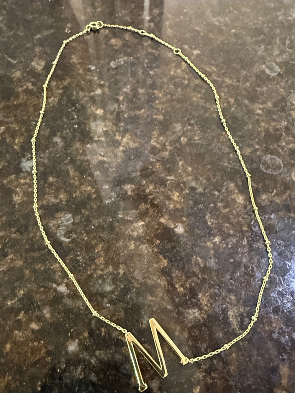 Anthropologie Gold-Toned Sideways Initial M Satellite Chain Necklace!!🔥🔥🔥
